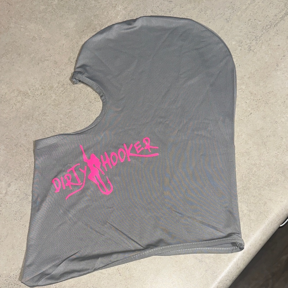 Gray Balaclava with Pink Logo